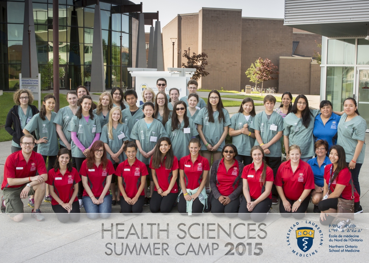 Health Sciences Summer Camp 2015 group photo of campers, team leads, and NOSM staff