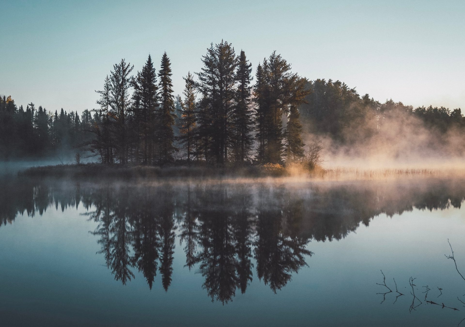 Lake with reflection of trees in water