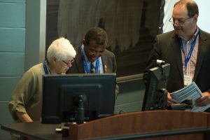 Dr. Penny Moody-Corbett with Dr. Emmanuel Abara at 2015 NHRC Podium