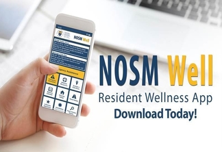 NOSM well resident wellness app shown on mobile phone screen