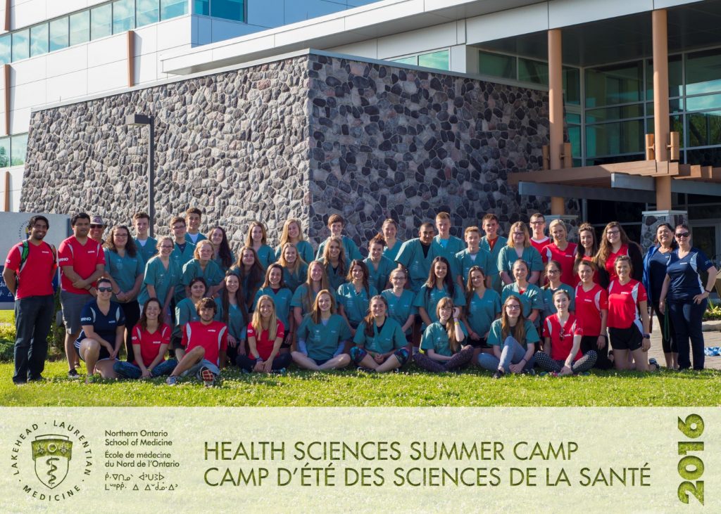 Health Sciences Summer Camp 2016 group photo of campers, team leads, and NOSM staff