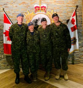 Current MOTP together at summer training 2019 including, from left to right, 2Lt Michael Crozier, 2Lt Phoebe Bruce, 2Lt Takara Martin, and 2Lt Bryce Knapp.