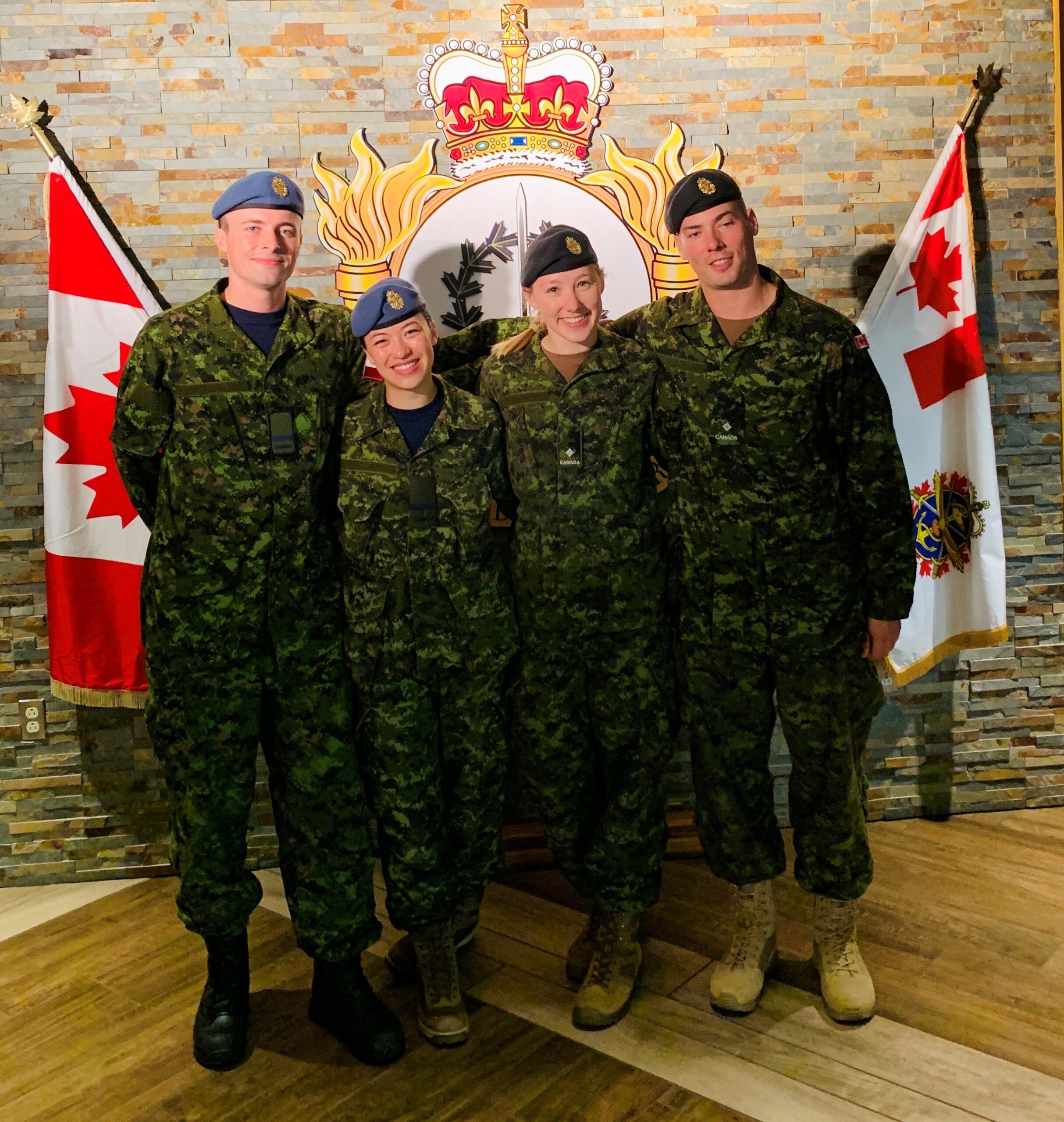 Current MOTP together at summer training 2019 including, from left to right, 2Lt Michael Crozier, 2Lt Phoebe Bruce, 2Lt Takara Martin, and 2Lt Bryce Knapp.
