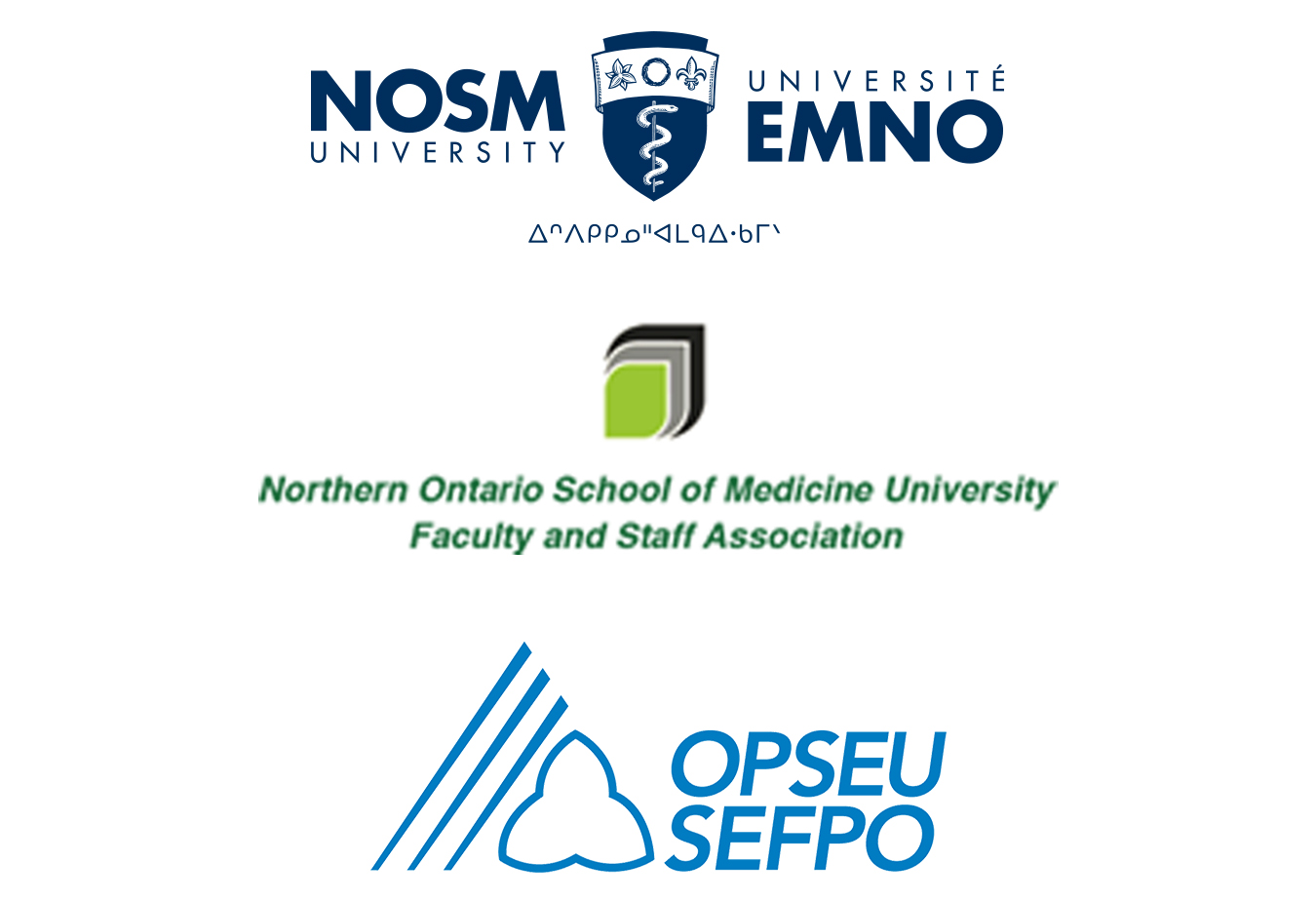 NOSM University logo with OPSEU Local 677, Unit 1 logo on a white background
