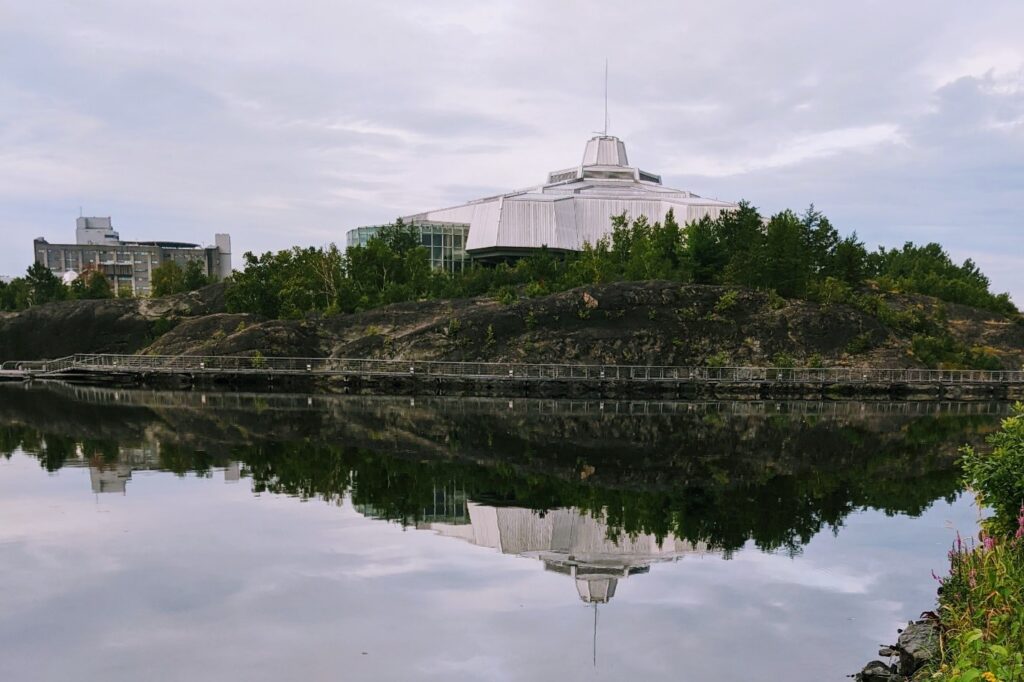 View of Science North across Ramsey Lake in Sudbury, ON