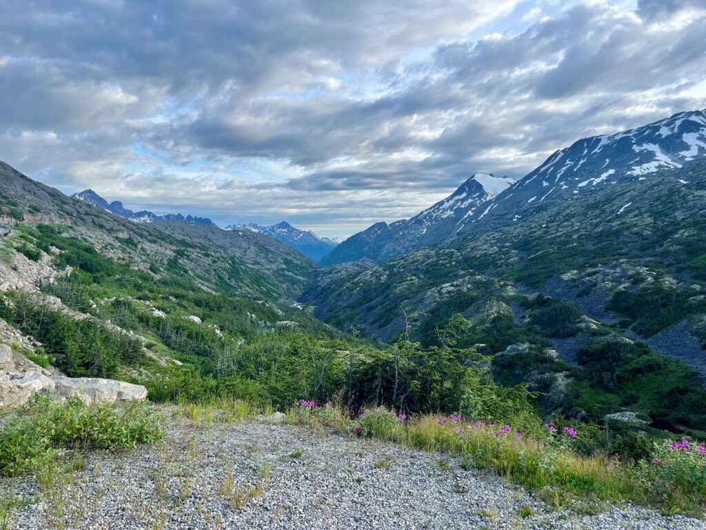 Mountains and cloudy sky in Yukon Territory