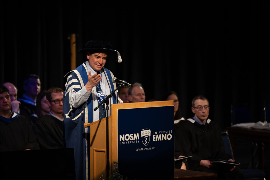 Convocation ceremony in Sudbury. Dr.Green speaking